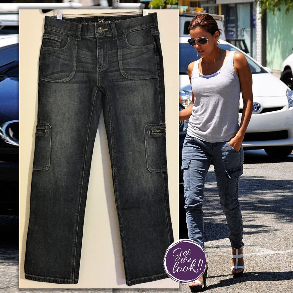 SIMPLY VERA Straight Leg Cargo Petite Jeans  |  6P